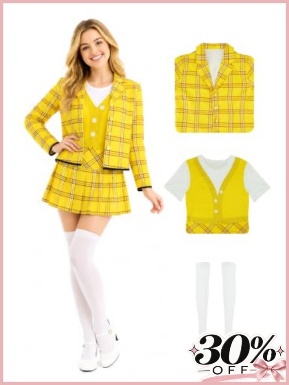 90s Schoolgirl Costume Plaid Blazer Skirt Set for Women Cosplay